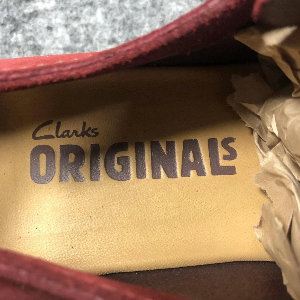 Clarks Ashton Originals Shoes Mens 7 Red Suede Crepe Sole Lace Up Casual Oxfords
